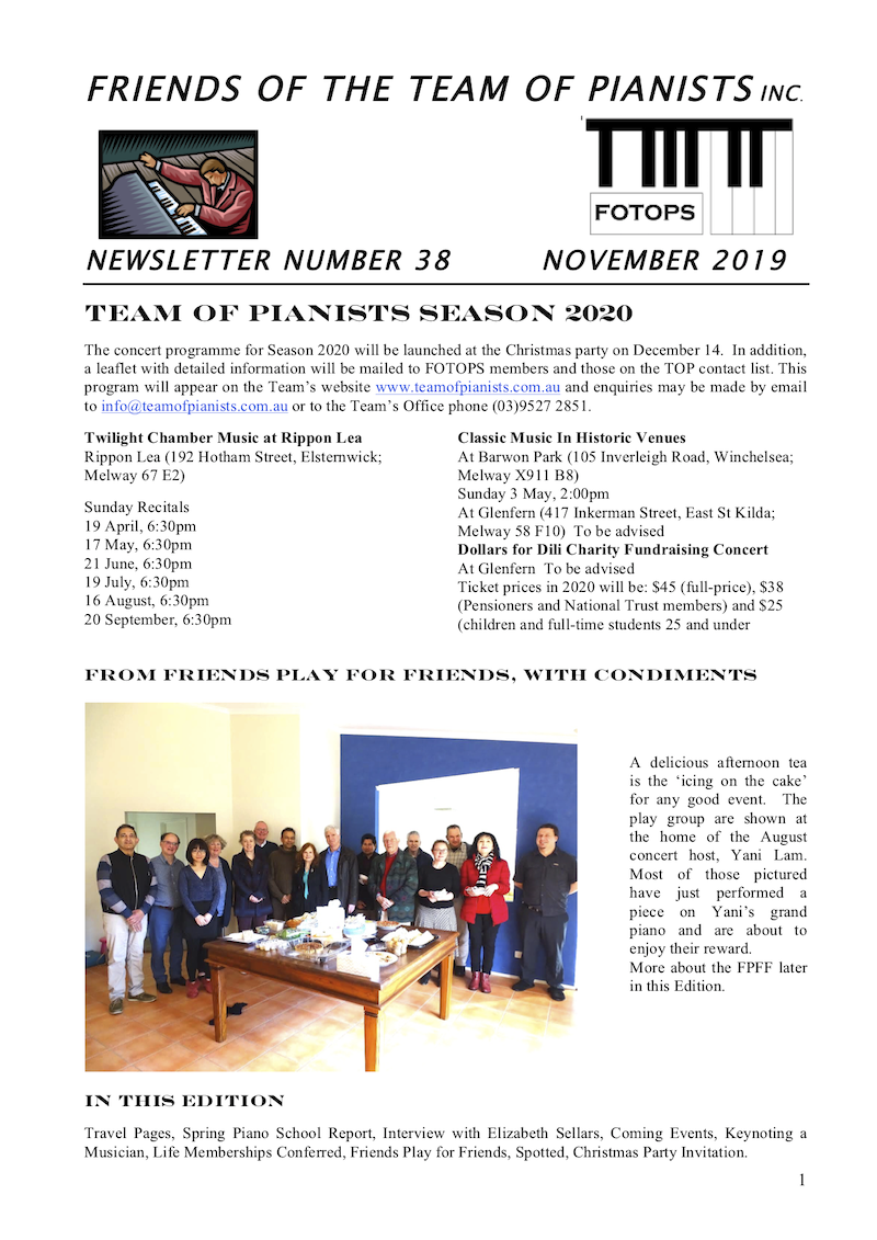 Fotops Newsletter 38 (Nov 2019) cover page